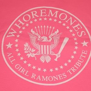 New Whoremones Ramones All Girl Tribute Band Pink Shirt Punk Band Tee